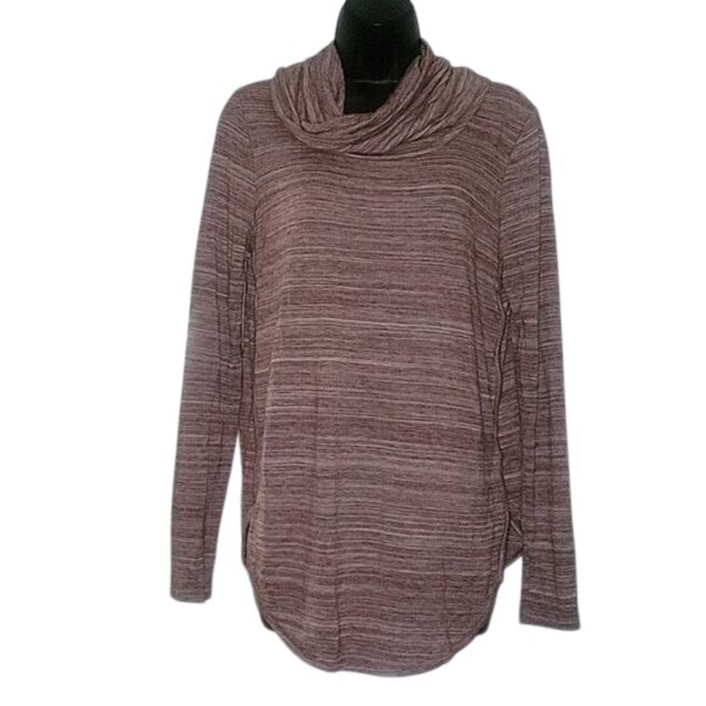 Loft Outlet Lounge Space Dye Cowl Neck Top Mauve Pink Long Sleeve Small